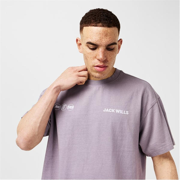 Jack Wills Multi Hit T Shirt Dark Lilac