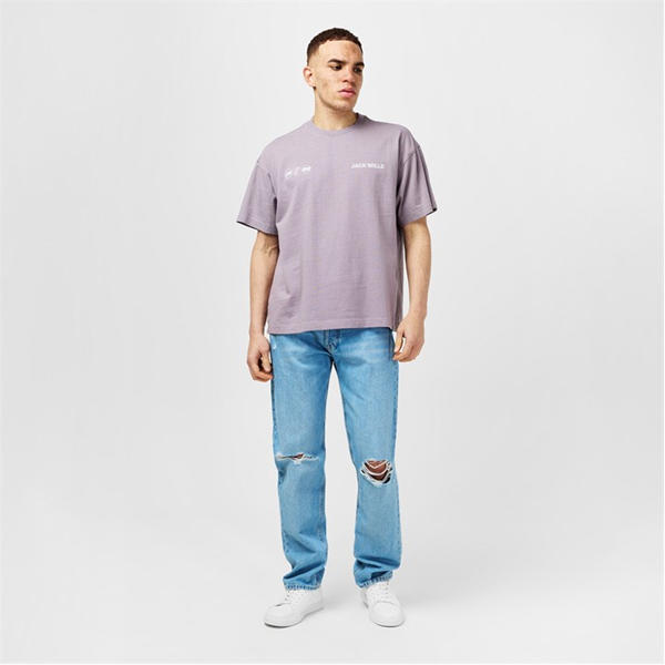 Jack Wills Multi Hit T Shirt Dark Lilac