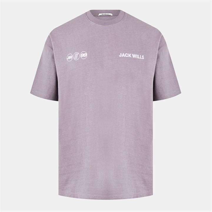 Jack Wills Multi Hit T Shirt Dark Lilac