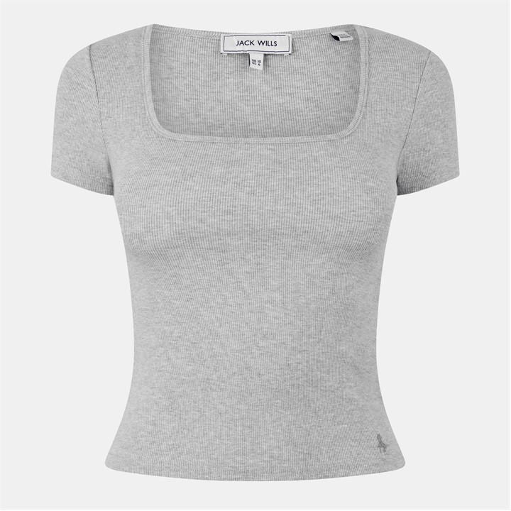 Jack Wills Neck Short Sleeve T Shirt Grey Marl