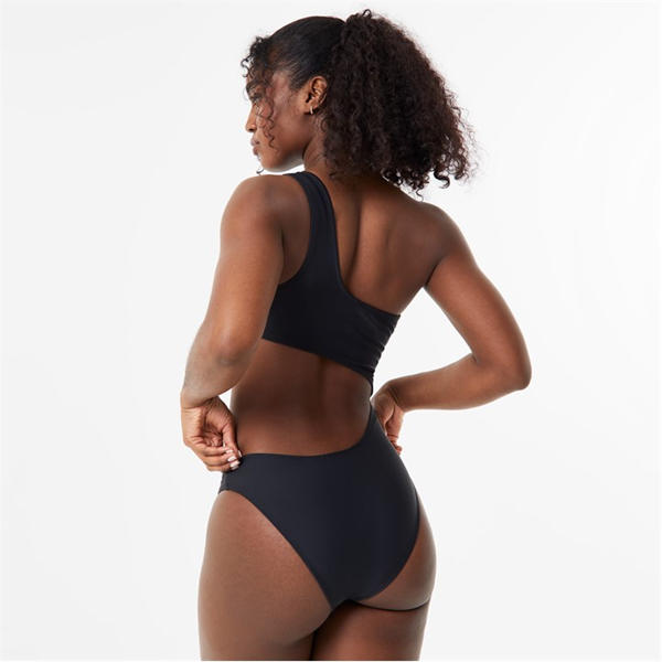 Jack Wills One Shoulder Cut Out Swimsuit Black