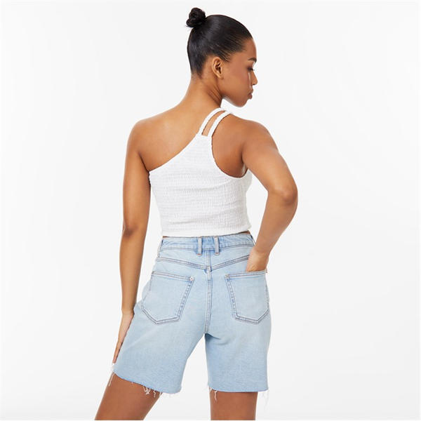 Jack Wills One Shoulder Shirred Top Vintage White