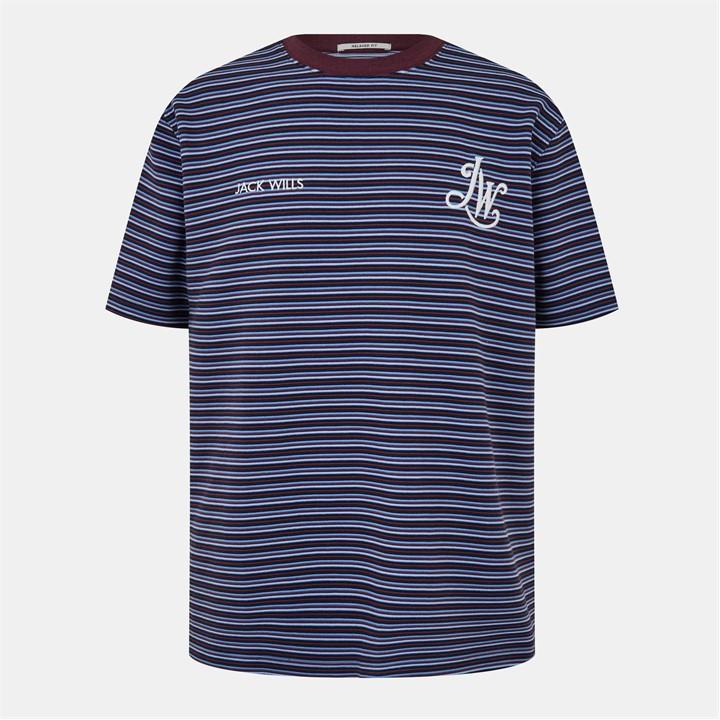 Jack Wills Ottoman Stripe T Shirt Moltn Chocolate