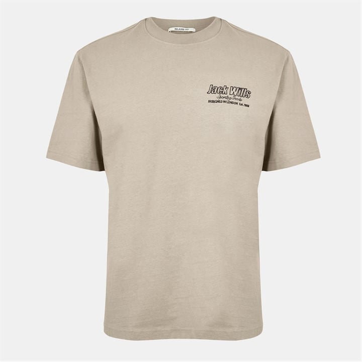 Jack Wills Outline T Shirt Moon Rock