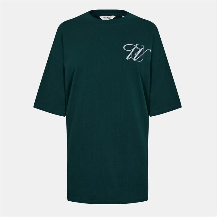 Jack Wills Oversize Applique T Shirt Womens Dark Green