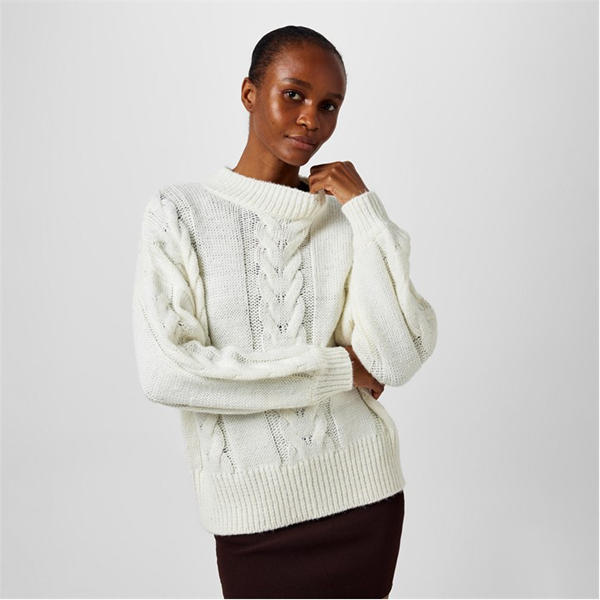 Jack Wills Oversized Cable Knit Jumper Vintage White