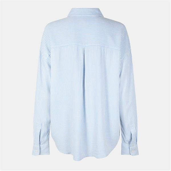 Jack Wills Oversized Linen Shirt Blue Stripe