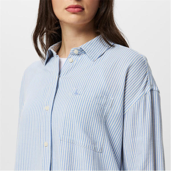 Jack Wills Oversized Linen Shirt Blue Stripe