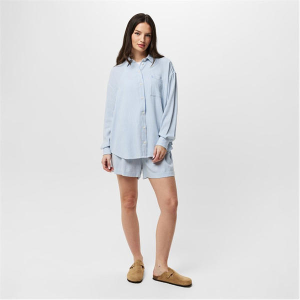 Jack Wills Oversized Linen Shirt Blue Stripe