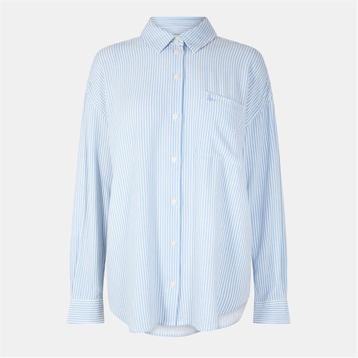 Jack Wills Oversized Linen Shirt Blue Stripe