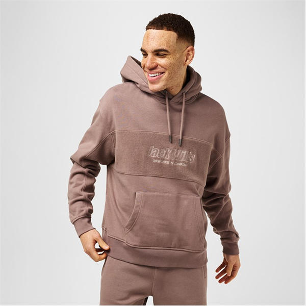 Jack Wills Panel Hoodie Brick Pink