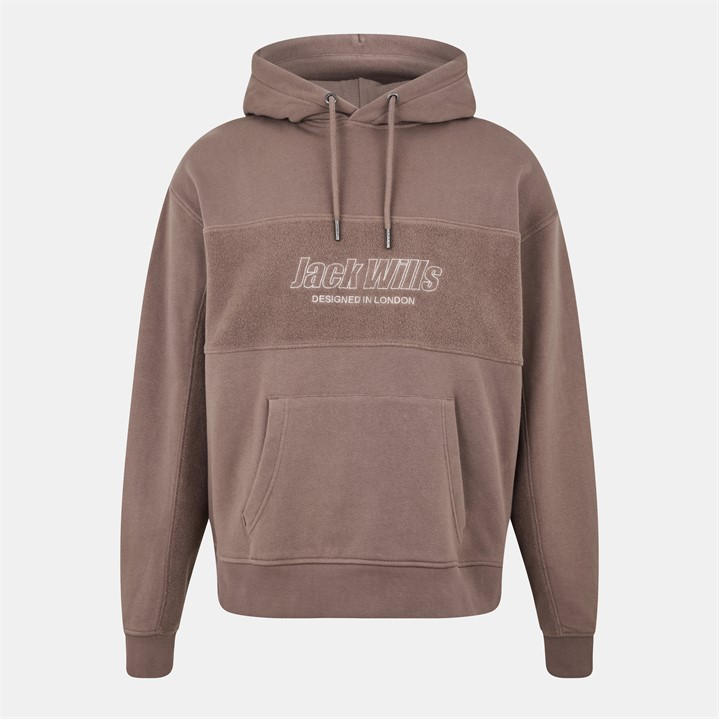 Jack Wills Panel Hoodie Brick Pink