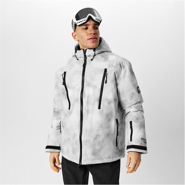 Jack Wills Panel Ski Jacket Grey Print