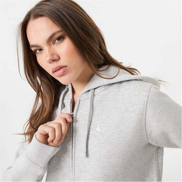 Jack Wills Pheasant Logo Zip Hoodie Grey Marl