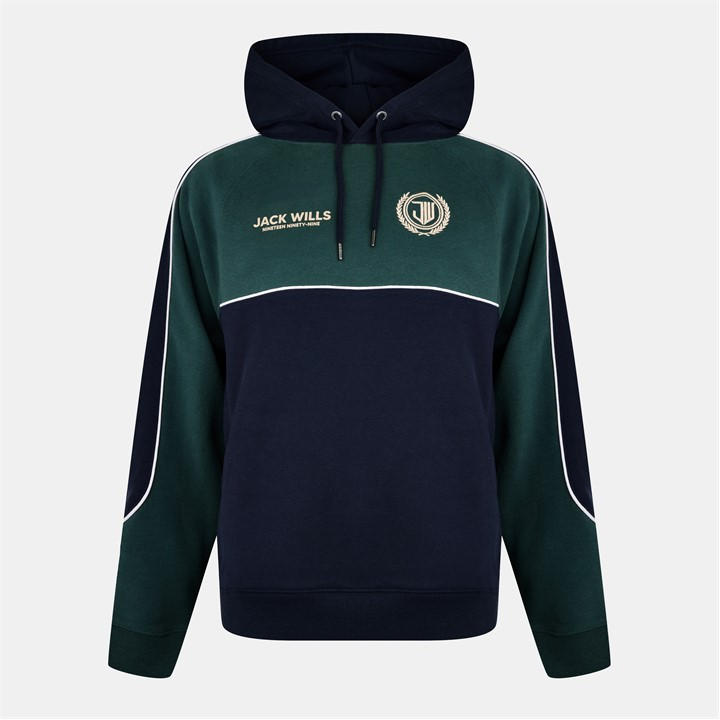 Jack Wills Piped Crest Hoodie Navy/Green