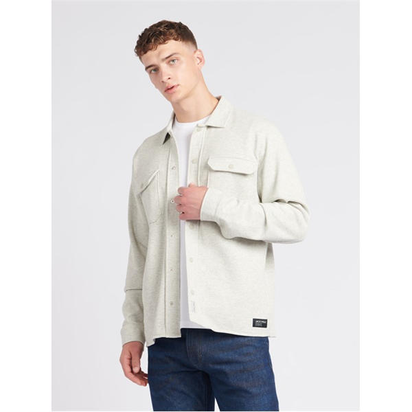 Jack Wills Pique Overshirt Mens Light Ash Mrl