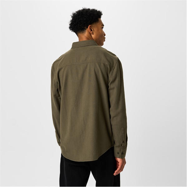 Jack Wills Plain Flannel Shirt Mens Leaf/Trekking