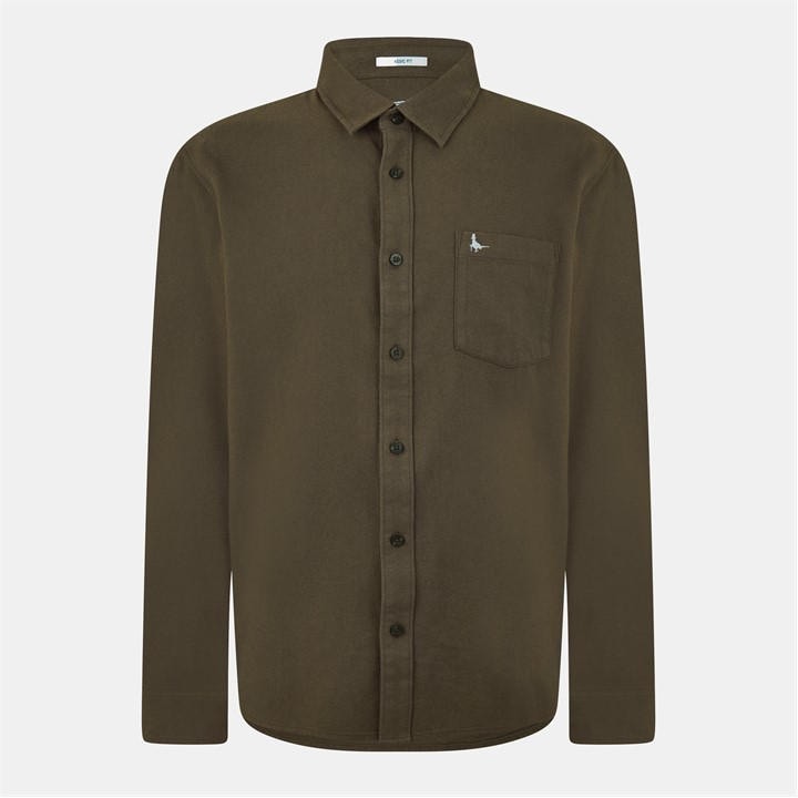 Jack Wills Plain Flannel Shirt Mens Leaf/Trekking