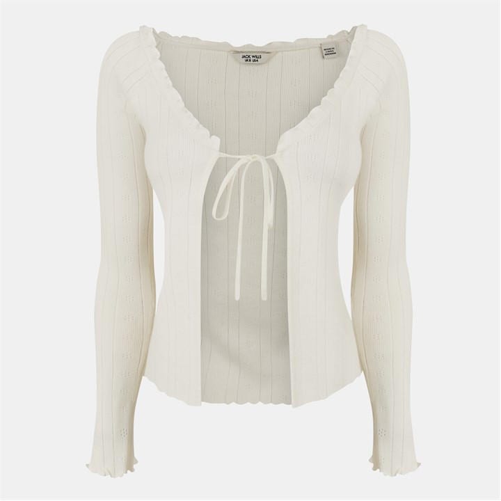 Jack Wills Pointelle Cardigan Vintage White