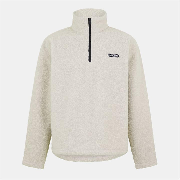 Jack Wills Polar Quarter Zip Fleece Top Cream