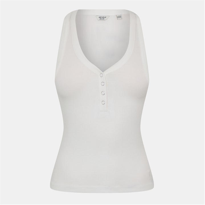 Jack Wills Polo Henley Vest Vintage White