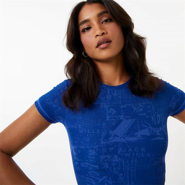 Jack Wills Printed Baby Tee Cobalt