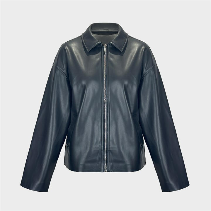 Jack Wills PU Jacket Ld54 Black