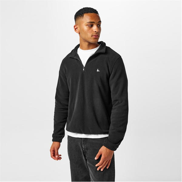 Jack Wills Quarter Zip Fleece Top Black