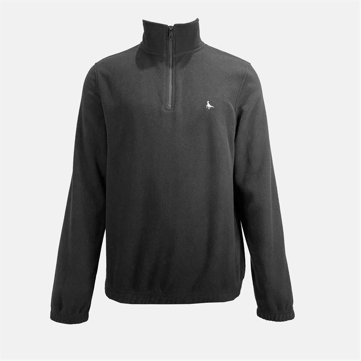 Jack Wills quarter Zip Fleece Top Black