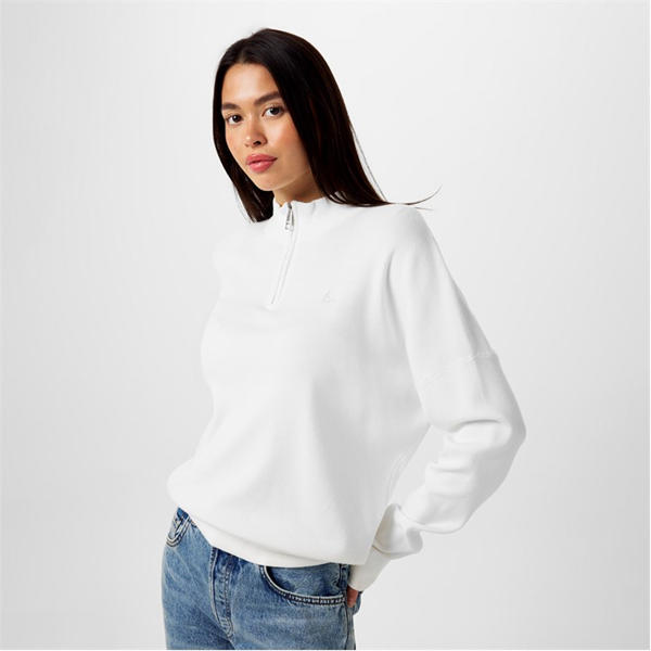 Jack Wills Quarter Zip Knit Jumper Vintage White