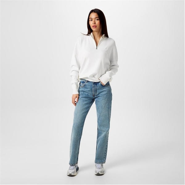 Jack Wills Quarter Zip Knit Jumper Vintage White