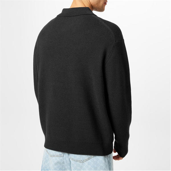 Jack Wills Quarter Zip Rib Jumper Washed Black