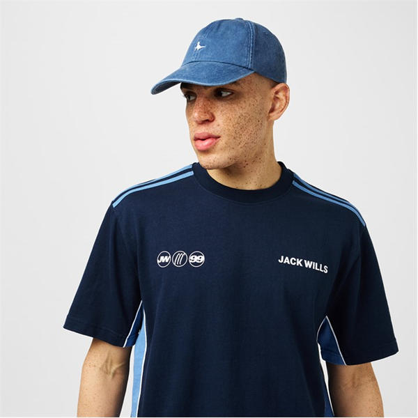 Jack Wills Retro Sport T Shirt Navy/Sky