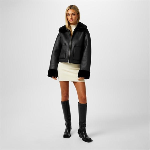 Jack Wills Reverse Shearling Jacket Black