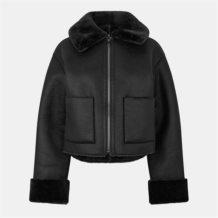 Jack Wills Reverse Shearling Jacket Black
