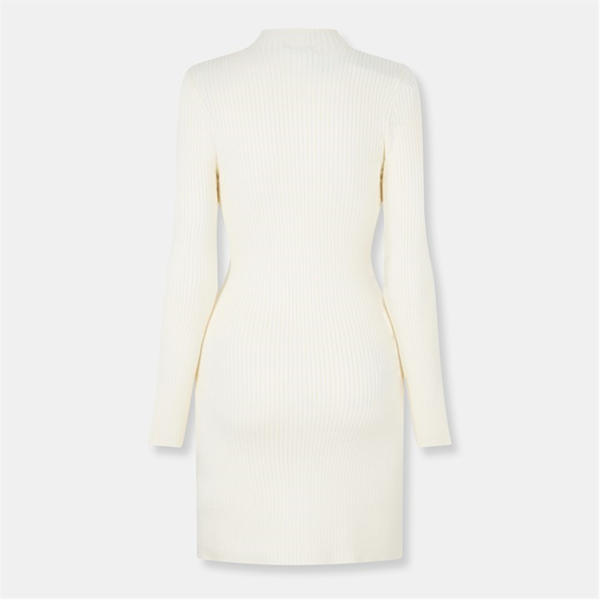 Jack Wills Rib Contour Dress Ld54 Vintage White