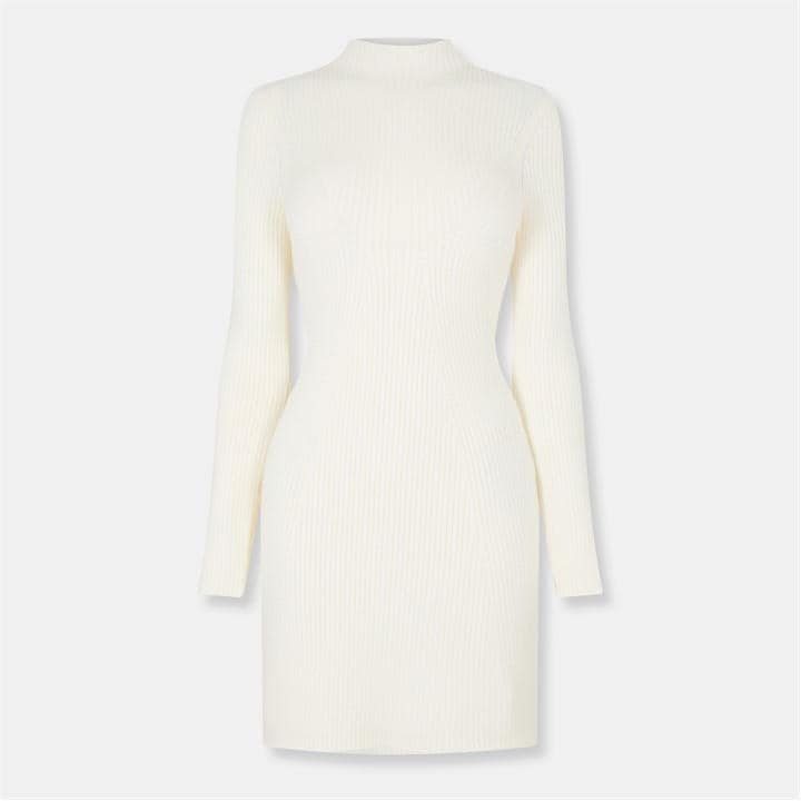 Jack Wills Rib Contour Dress Ld54 Vintage White