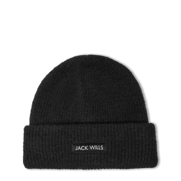 Jack Wills Rib Knit Beanie Adults Black