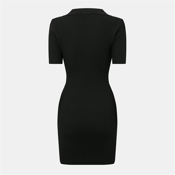 Jack Wills Rib Knit Polo Dress Black