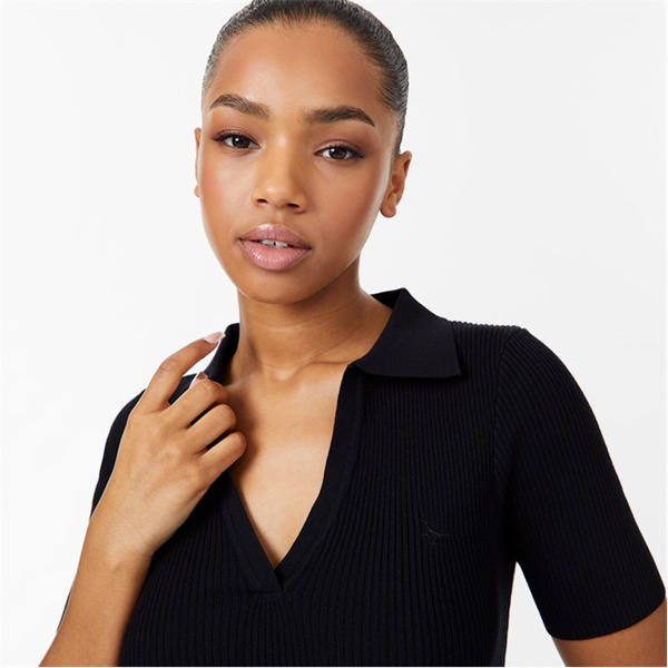 Jack Wills Rib Knit Polo Dress Black