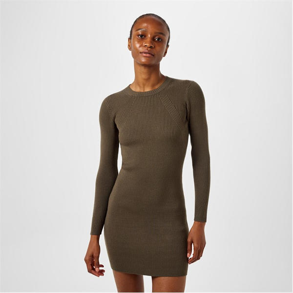 Jack Wills Rib Mini Dress Khaki