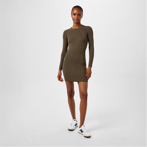 Jack Wills Rib Mini Dress Khaki
