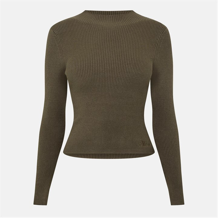 Jack Wills Rib Turtleneck Top Khaki