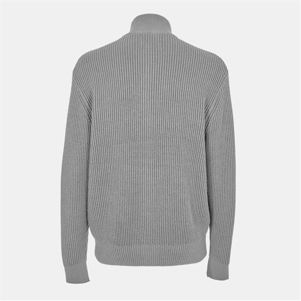 Jack Wills Rib Zip Funnel Cardigan Sweaters Men Grey Marl