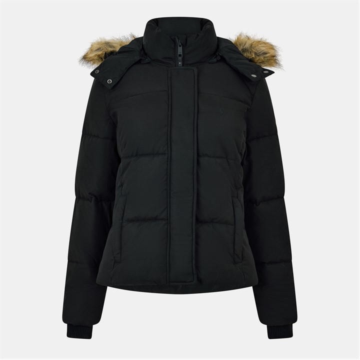 Jack Wills Riley Puffer Jacket Ladies Black