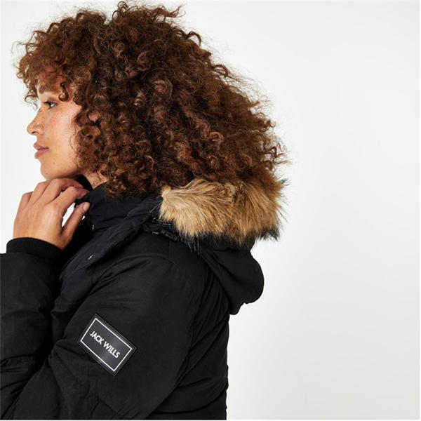 Jack Wills Riley Puffer Jacket Ladies Black
