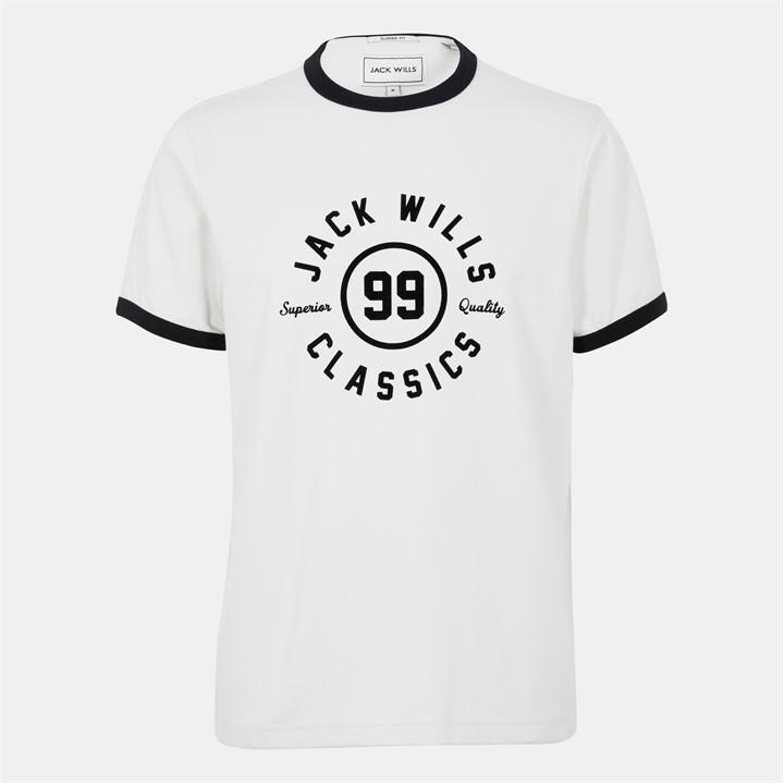 Jack Wills Ringer Graphic T Shirt White/Black
