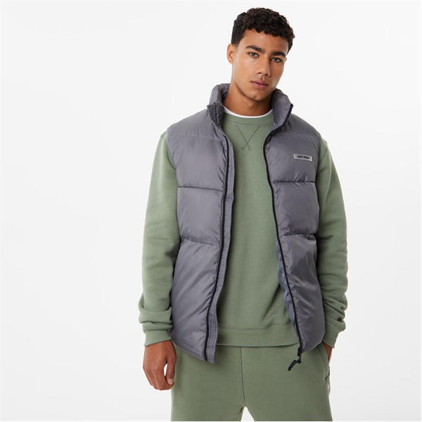 Jack Wills Ripstop Gilet Mens Grey