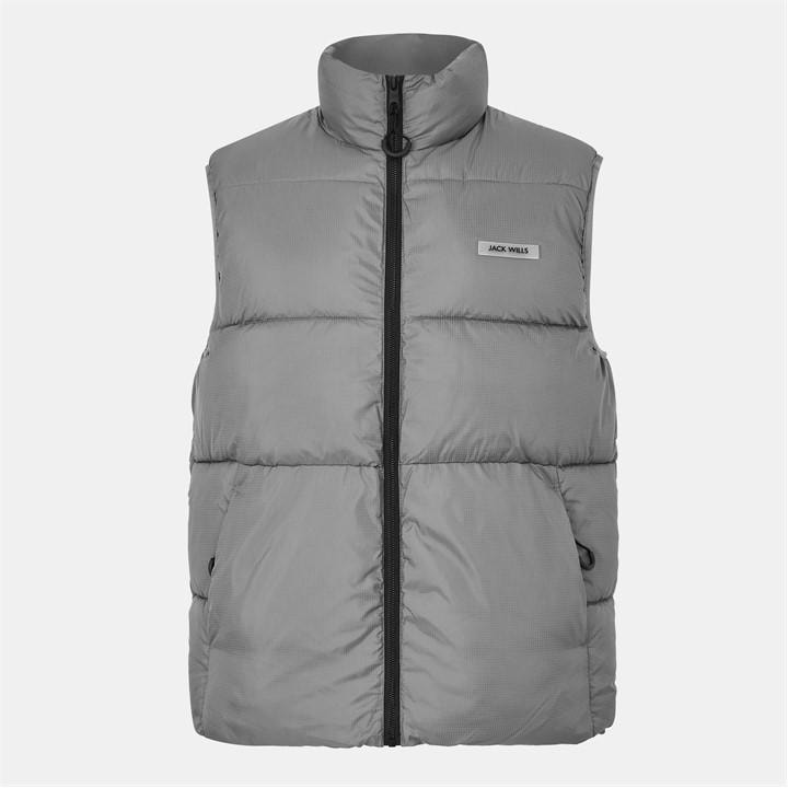 Jack Wills Ripstop Gilet Mens Grey