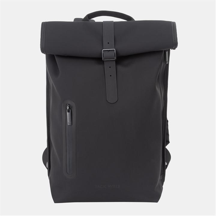 Jack Wills Roll Top Backpack Black
